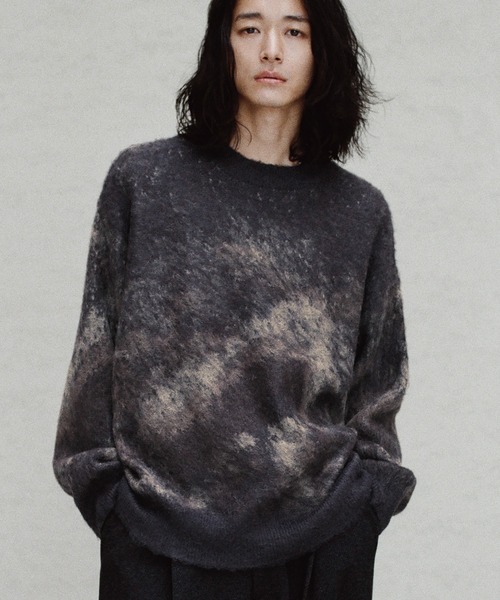 Кардиган с жаккардовой шегги из мохера (mohair blend jacquard shaggy knit)