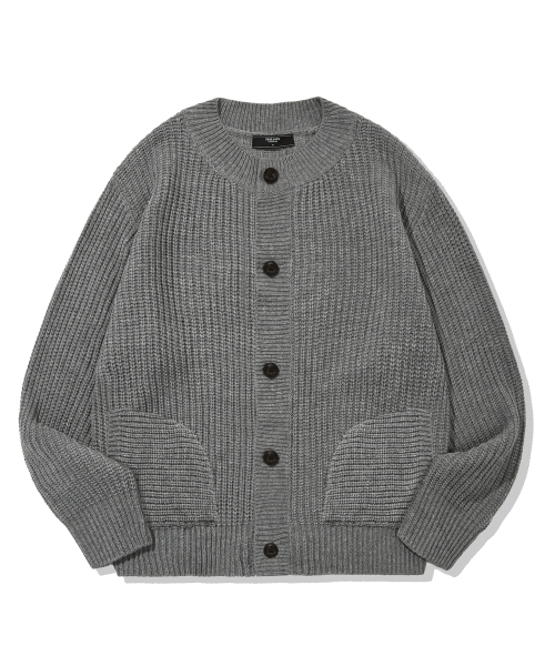 Wosshable Button Up Crewneck Cardigan (Mélange) — вязаный кардиган с пуговицами