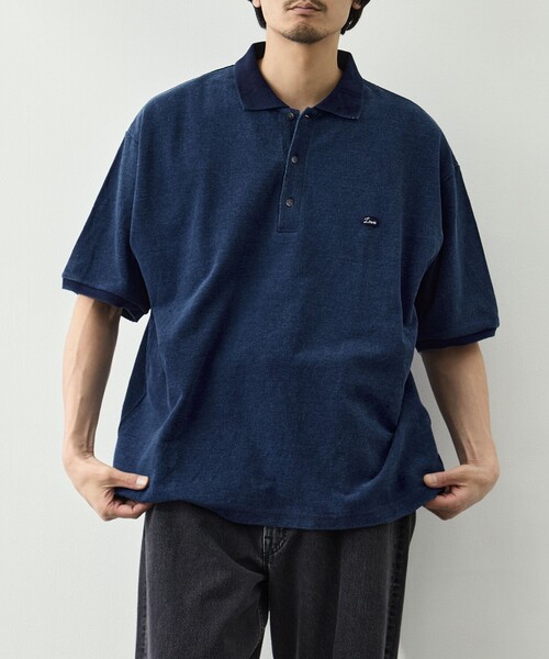 PORTER CLASSIC PC-006-3349-0040 — синяя футболка Indigo Polo Shirt H/W