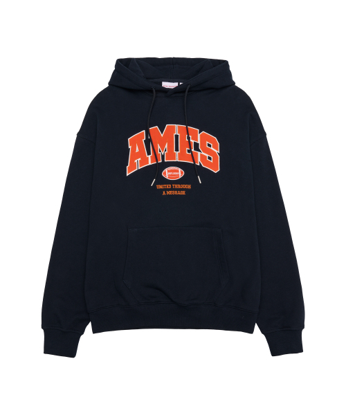 BASIC APPLIQUE HOODIE NAVY — базовый худи с аппликацией, синий