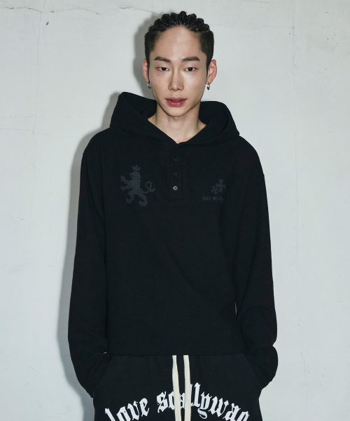 Waffle henley neck furd парка [черный]