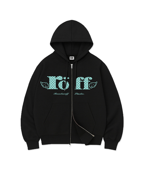 ROEFF ANGEL DOT SPACE — oversized 2‑way zip‑up, цвет Black/Mint