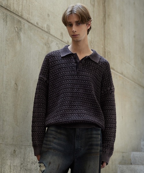 CLEL Vintage Design 3D Knit Polo — винтажное вязаное поло 3D