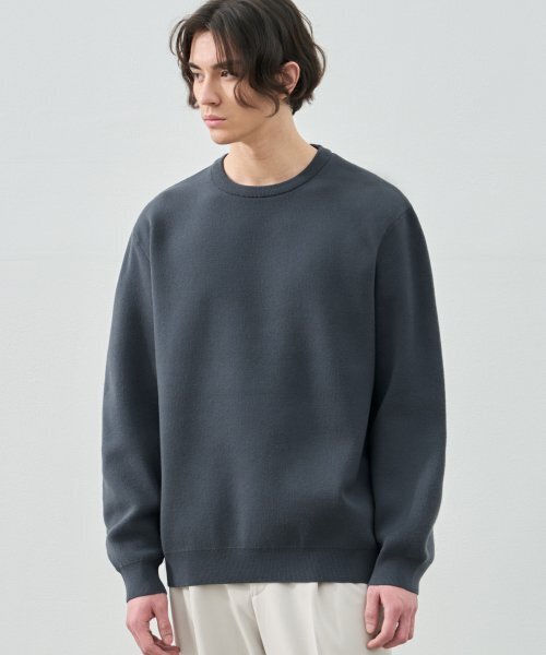 Soft Essential Round Knit — мягкий вязаный свитер, голубой меланж