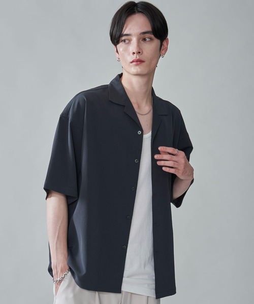BROWNY/клиповая open collar shirt — рубашка с открытым воротником