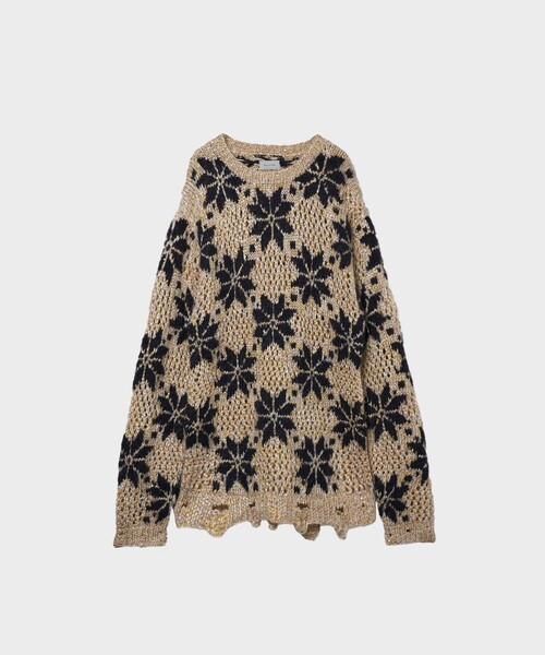 (BED J.W. FOR) Snow Pattern Crew Neck Knit — свитер с снежным узором, круглый вырез