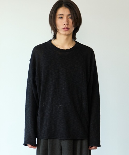 Slub crew neck LS T-shirt — лонгслив с фактурным трикотажем и круглым вырезом