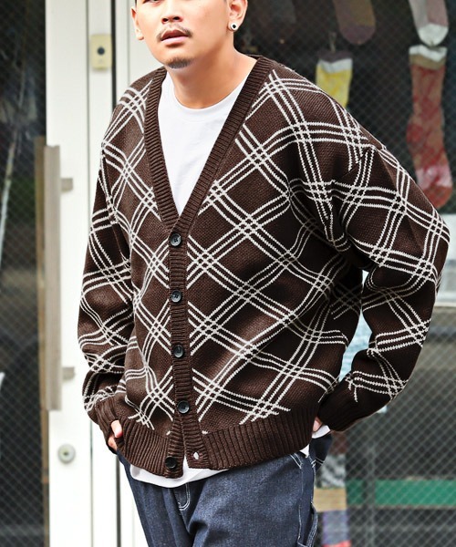 Heavyweight Check Cardigan — вязанный кардиган