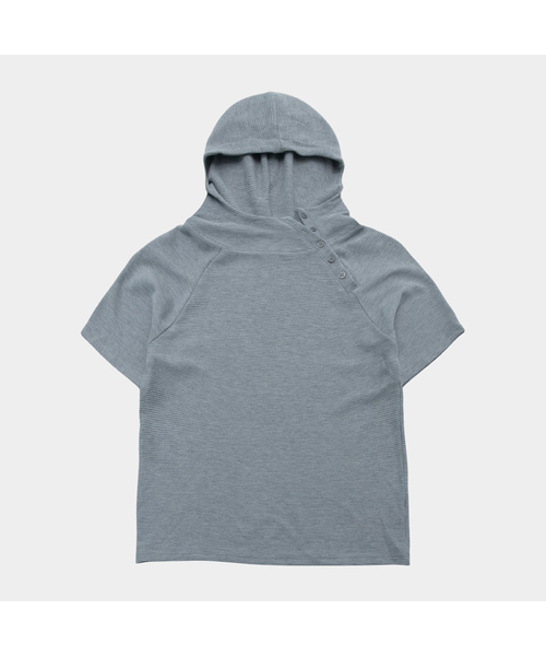 Highneck side snap point soft waffle‑furd поло с коротким рукавом [Chacoal].