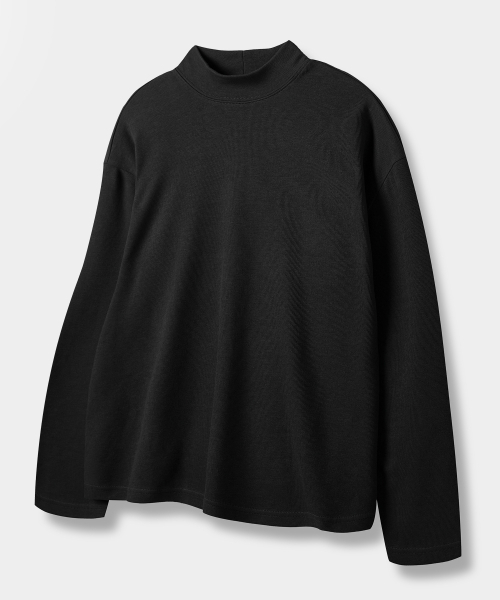 Comfort Half‑mock Neck Knit T‑shirt — черный.