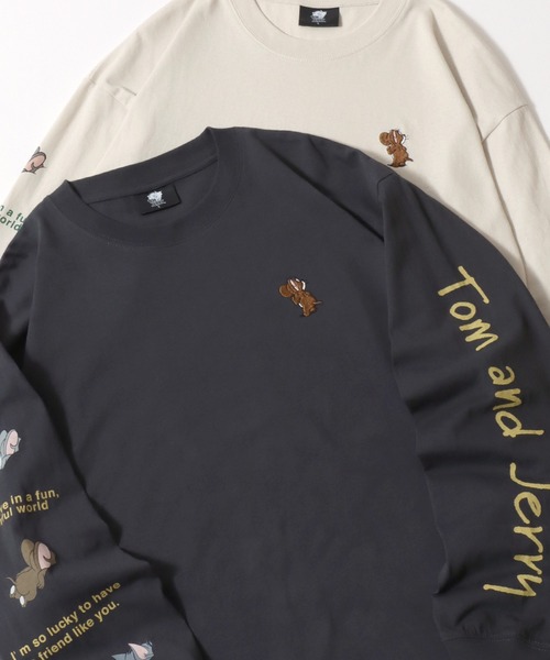 Tom&Jerry — oversized vintage-like винтажная футболка с принтом, длинный рукав