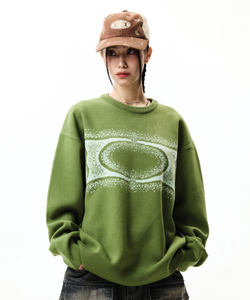 WORMHOLE NOISE KNIT — вязаный свитер зеленого цвета