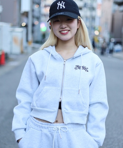 Free Size / Redies ATMARK граффити логотип cropped double zip джемпер