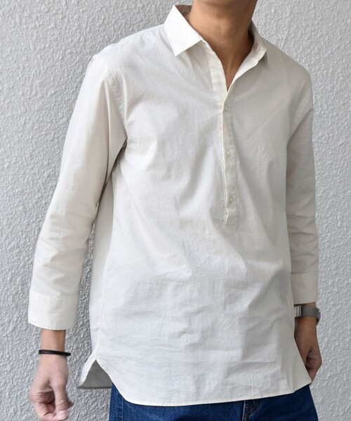 SHIPS any: машинная стирка OK — коттон/лен, рукав 7/8, скиннер, футболка Pull-Over 26SS