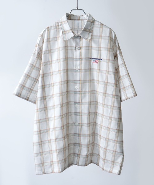 Рубашка с одной точечной вышивкой Madras Check — полурукав