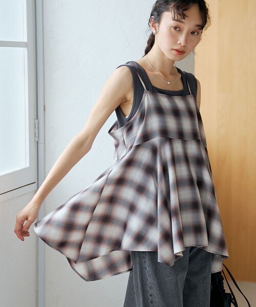 Shear on Blet check Flea Camisole Vestshirt
