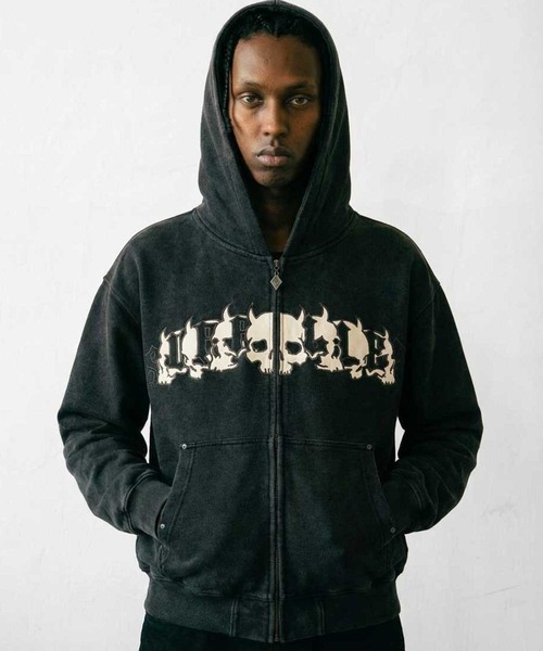 Zip‑худи с кожаной нашивкой Demon Skull — SUPPLIER