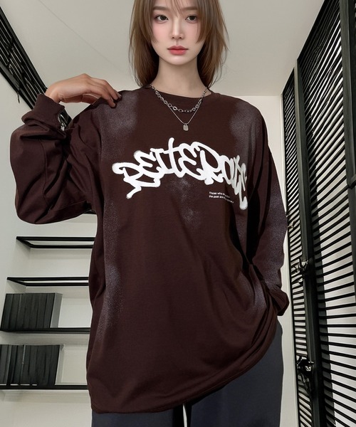 Vintage sandblast Lyc taging — футболка в корейском стиле, длинная T