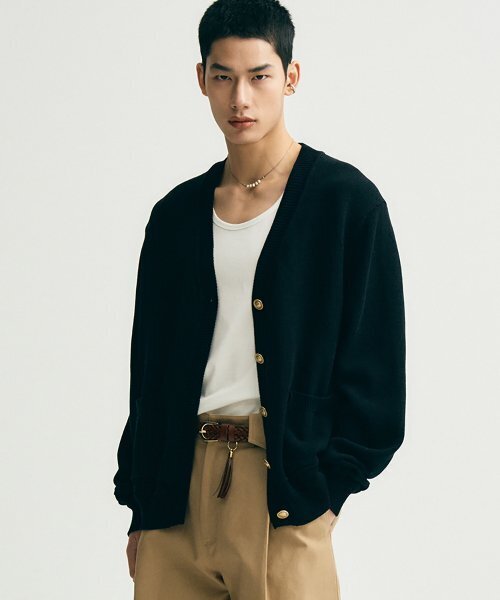 Lax cotton classic cardigan (black) — классический кардиган, черный