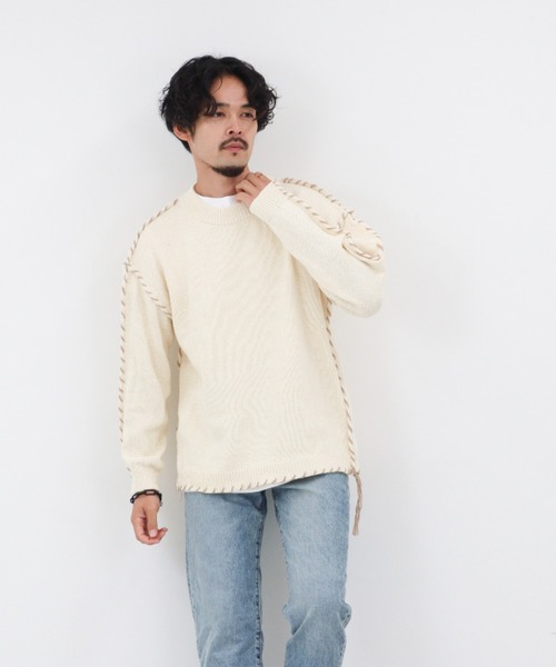 BL — [IZU] Hand-stitched knit pullover — вязаный пуловер ручной работы