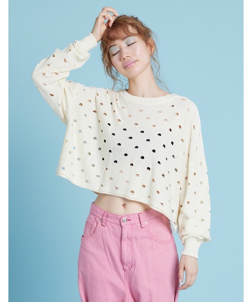 Perforated short knit top — короткий вязаный топ с перфорацией