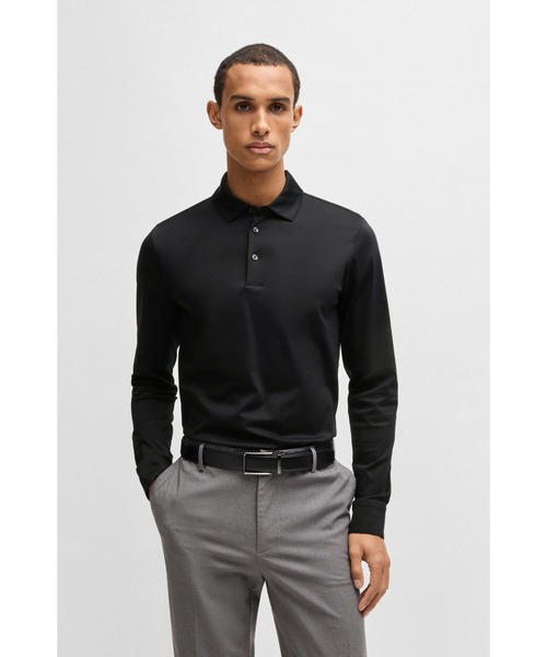 Silk‑cut cotton поло‑футболка Slim Fit