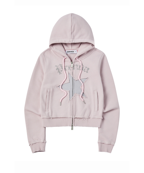 Star Cut‑Off Hood Zip‑Up светло‑розовый