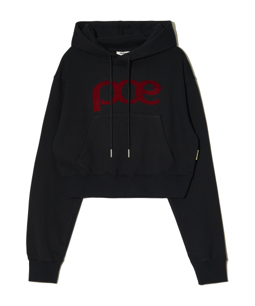 PCE VELVET LOGO HOODIE (BLACK) — бархатная толстовка с логотипом, чёрная