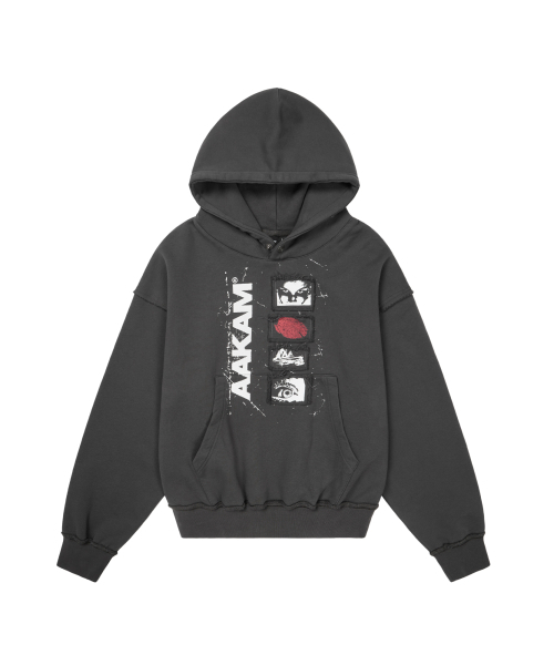 Кофта‑толстовка с карманом Buttoned Patch Hoodie (Black)