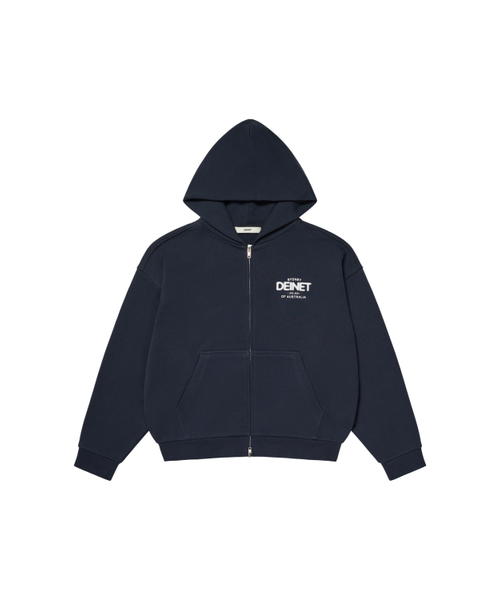 LOST IN SYDNEY zip‑up hoodie — в тёмно‑синем цвете (navy)