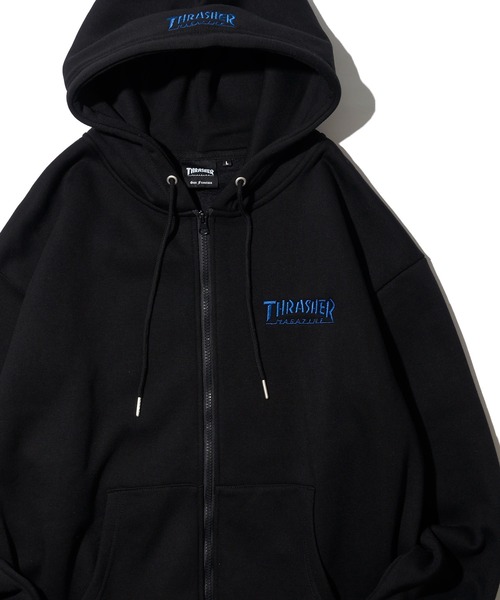 THRASHER — утеплённая куртка с ворсом внутри, джип‑ап парка с刺繍 (пик) — zip‑up парка