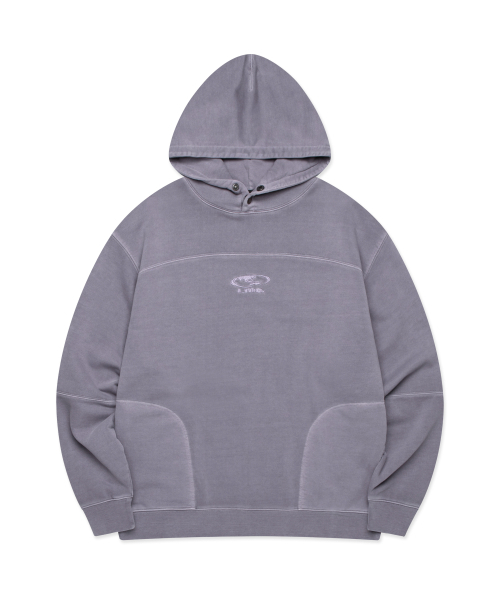 PIGMENT DYED OVAL GLOBE HOODIE — худи пигмент‑крашеный, тёмно‑пурпурный