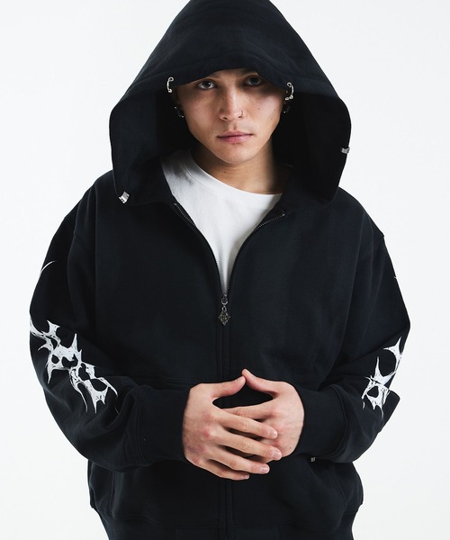 Zip‑hoodie Tribal Bones Pierced — джипфурди с молнией | Tribal Bones (поставщик)