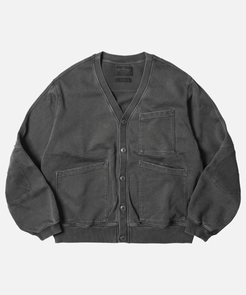 PIGMENT DYEING HEAVYWEIGHT CARDIGAN — кардиган тяжёлого кроя, цвет уголь (Charcoal)