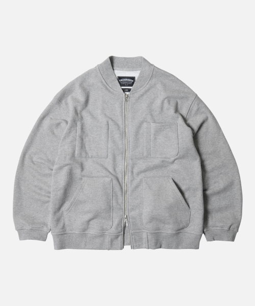 HEAVYWEIGHT SWEAT ZIP UP CARDIGAN — серый кардиган на молнии тяжелой плотности