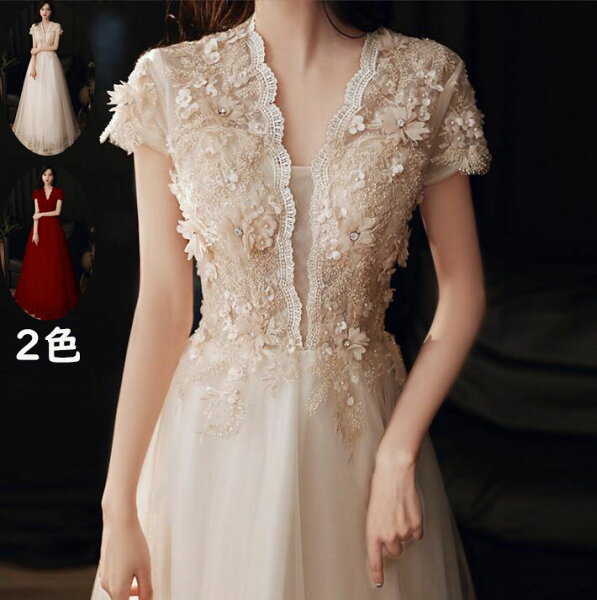 Wedding dress V-neck, цветочный декор, длинное платье, высококлассное для церемонии, фото до/после, для свадьбы, вечеринки, сцены, пиано, шампан/винтаж