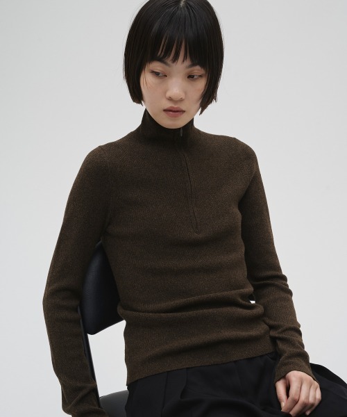 Halfzip Rib Knit — вязаная кофта полу‑молния