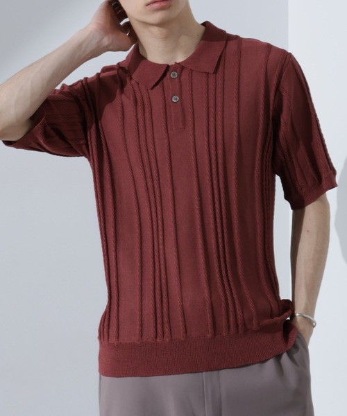 Stripped knit polo — поло с коротким рукавом