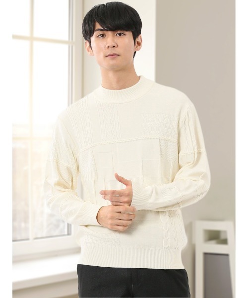 Стретч‑вошабл: Takakyu Patchwork Mockneck Knit — тонкая вязаная футболка с воротником‑стойкой