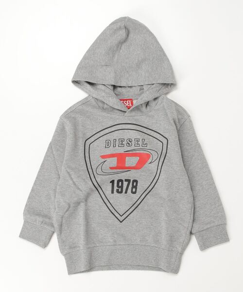 DIESEL Kids & Junior — блант‑логотип фудди, пуловер‑капюшон для детей