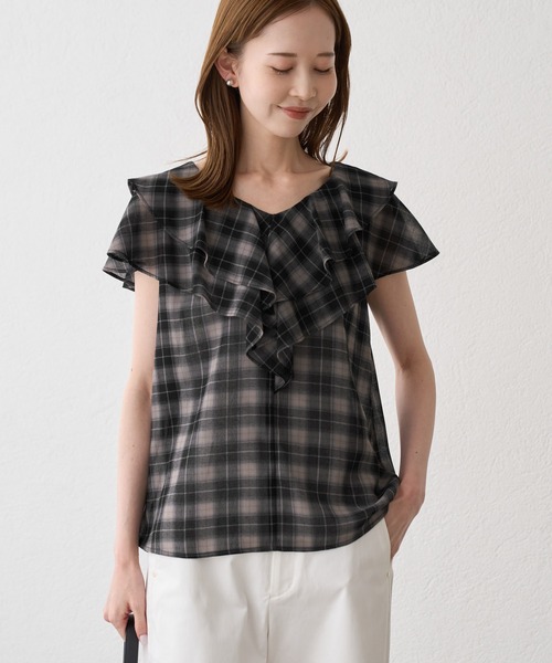 Shiarmad Lace Check ボイルブラウス — кружевная блузка в клетку