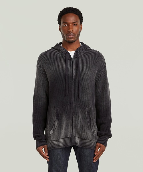 Sunfaded Loose Hoodie Knit Jacket — трикотажная худи‑куртка Sunfaded