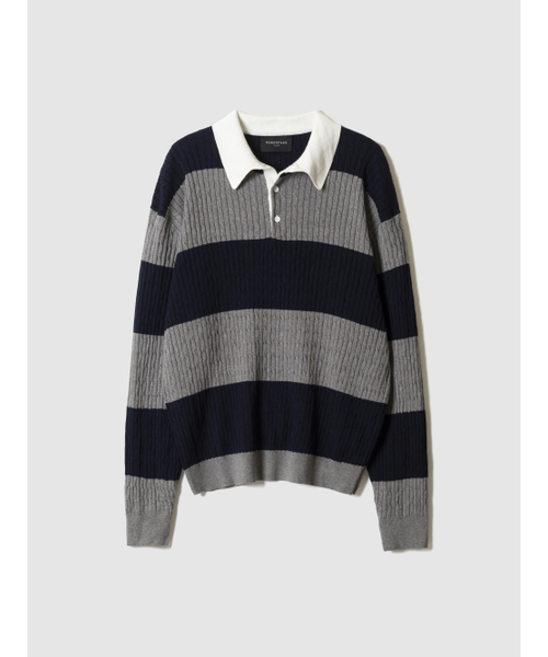 CABLE RUGBY KNIT серо/тёмно‑синий