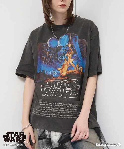 Exclusive STAR WARS винтажная оверсайз футболка с эффектом выцветания и графическим принтом