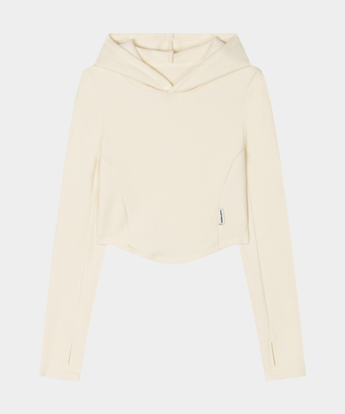 Yoga Flow Hood Top (ivory) — топ‑худи для йоги, цвет айвори