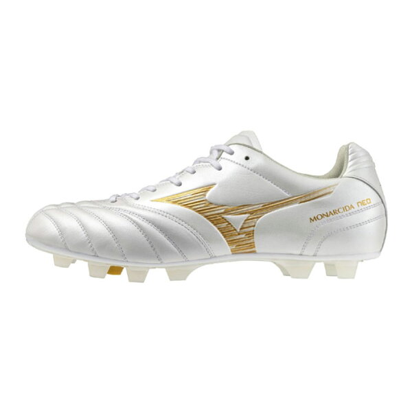 Mizuno Monarcida NEO3 WIDE ELITE — футбольные бутсы для искусственного и натурального газона, бело-перламутрово×золотой (P1GA262150)