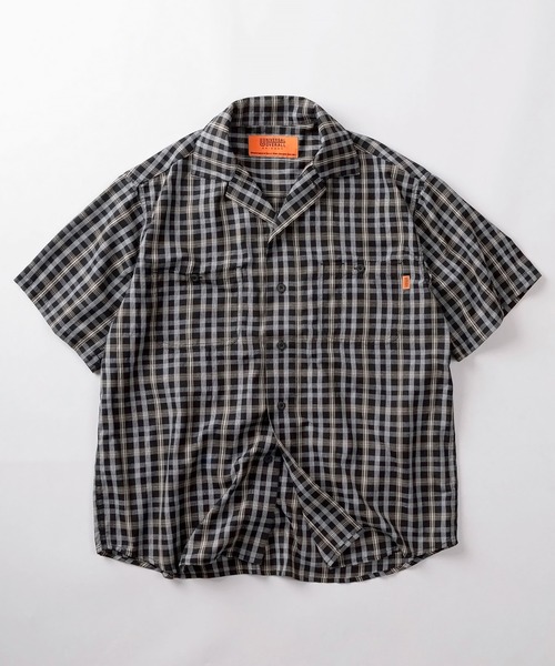 [92] UNIVERSAL OVERALL — Pissneum Check Open Collar Shirt / Workshirt / Amekaji