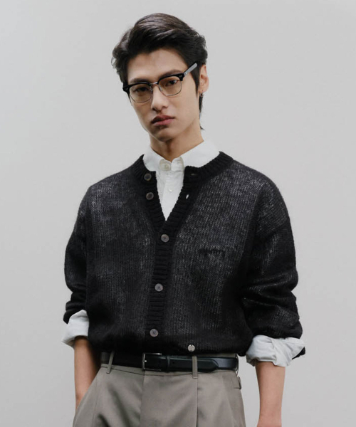 WEB DOUBLE-RIB CARDIGAN — кардиган черный