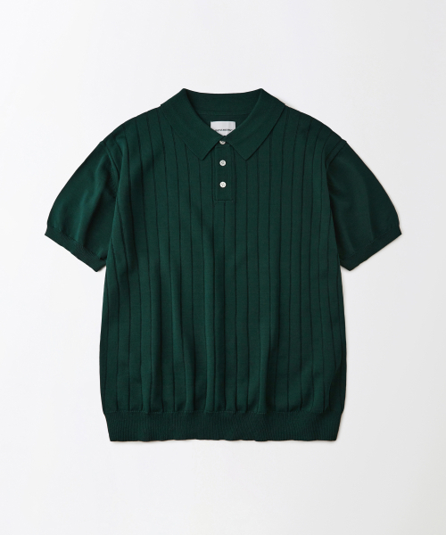 HS STRIPE KNIT COLLAR SHIRT_GREEN