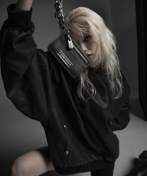 【Rosen Kreuz】VINTAGE COATING SHIRRING HOODIE винтажный худи с отделкой и сборкой, парка‑капюшон